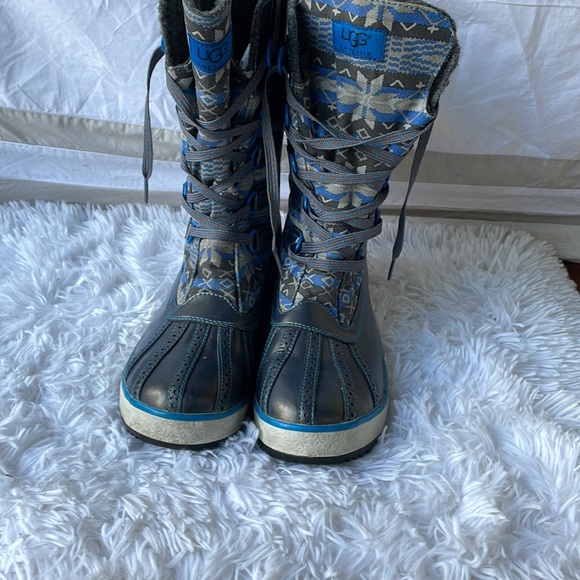 Ugg Australia Baroness Gray Blue Nordic Snow Flake  Fall Winter Boots 9 - Picture 3 of 6